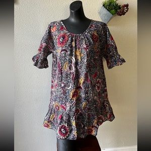 XS Madewell Ruffle Sleeve Popover Mini Dress in Bali Blooms